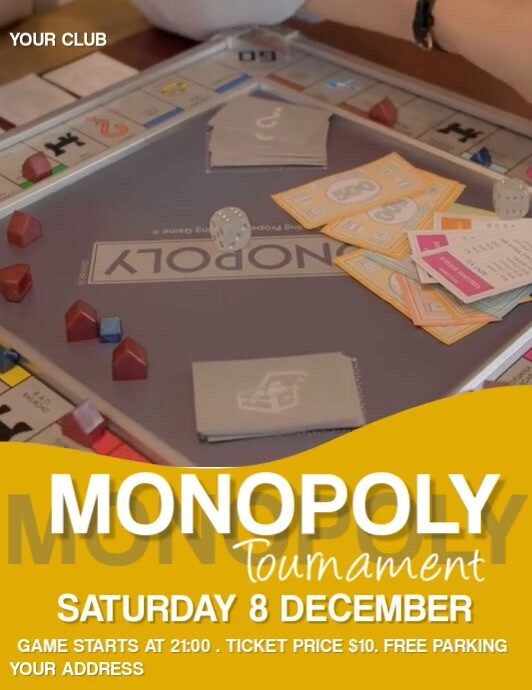 yellow Massimalista Monopoly Game Volantino (us Letter) template