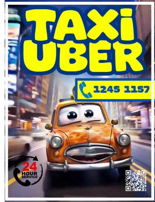 Yellow Massimalista Taxi Uber Service Volantino (us Letter) template