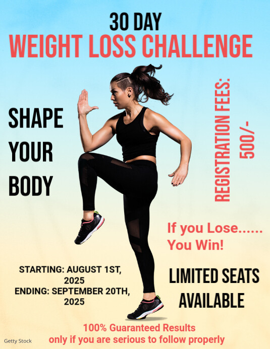 Yellow Maximalist 30 Day Weight Loss Challenge  Flyer (us Letter) template