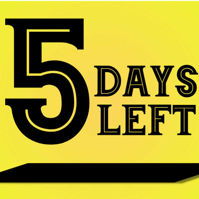 Yellow Maximalist 5 Days Left Countdown Design  Instagram Post template