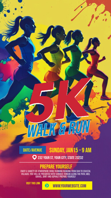 Yellow Maximalist 5k Run & Walk Event Instagram Story Indaba yaku-Instagram template
