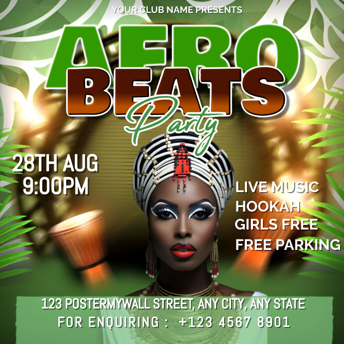 Yellow Maximalist Afro Beats Party  Instagram template