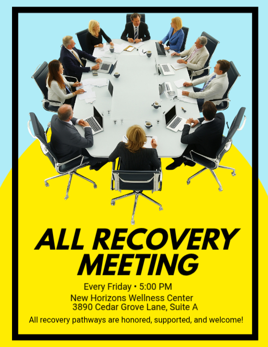Yellow Recovery Meeting Flyers Template | PosterMyWall