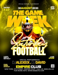 Yellow Maximalist American Football Game Week  Flyer (us Letter) template