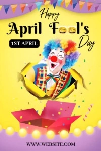 Yellow Maximalist April Fools Day  Poster template