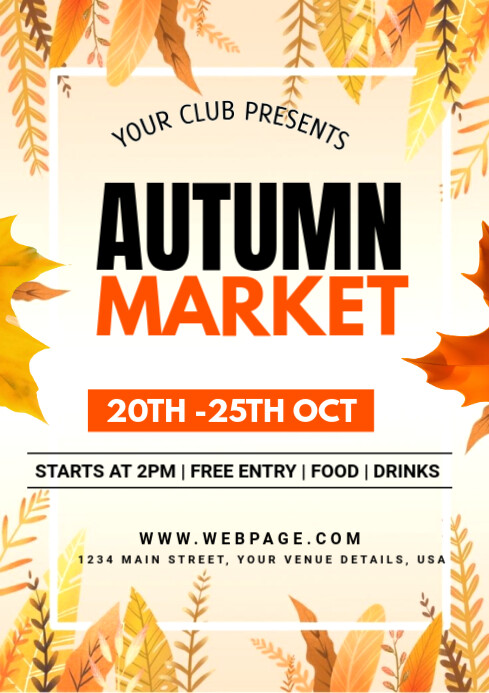 Yellow Maximalist Autumn Market Flyer A3 template