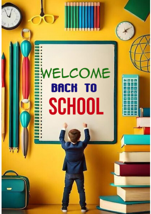 Plantilla de Yellow Maximalist Back To School A4 | PosterMyWall