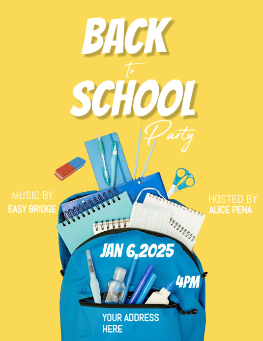 Yellow Maximalist Back To School Bash Flyer (us Letter) 传单(美国信函) template