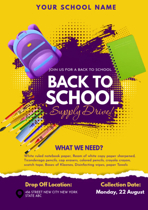 Yellow Maximalist Back To School Design A5 Template | PosterMyWall