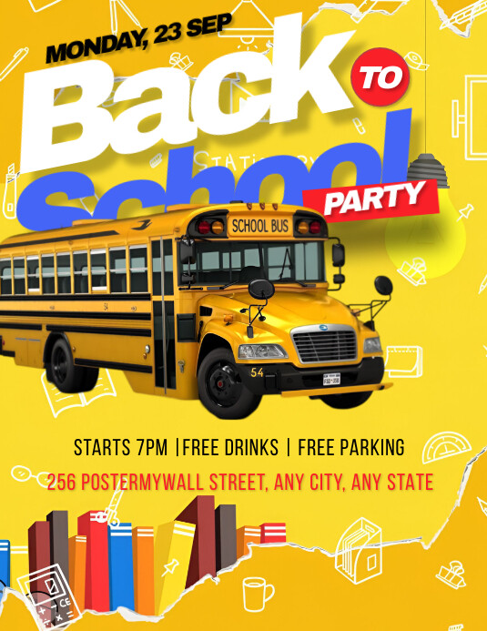 Yellow Maximalist Back To School Flyer (us Le Template | PosterMyWall