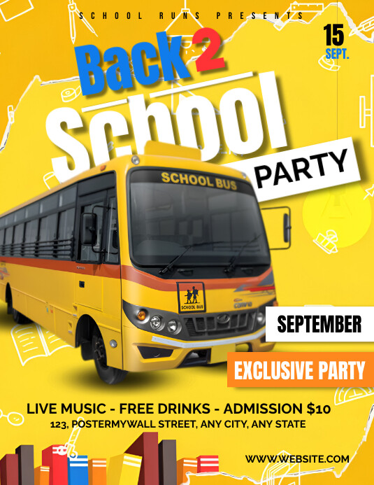 Yellow Maximalist Back To School Flyer (us Le Template | PosterMyWall