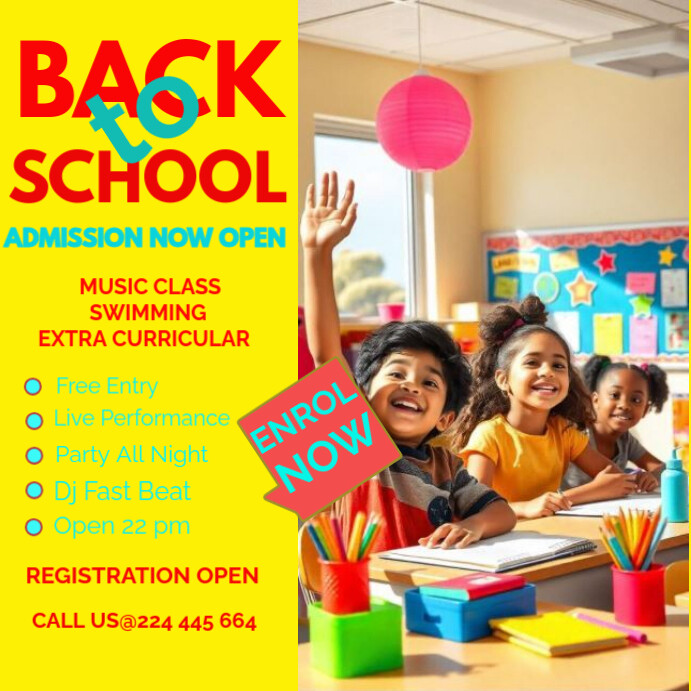 Yellow Maximalist Back To School Instagram Post Template | PosterMyWall