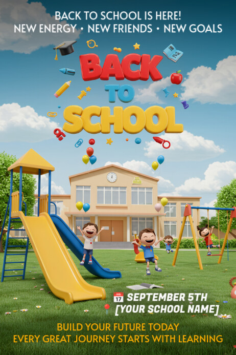 Copy of Yellow Maximalist Back To School Poster Template – Creative ...