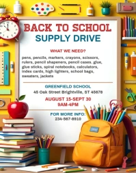 Yellow Maximalist Back To School Supply Drive Flyer Poster/wallboard template