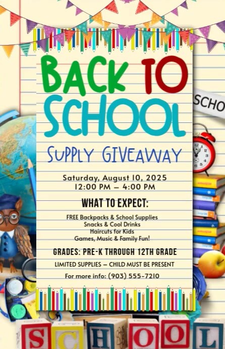 Yellow Maximalist Back To School Supply Giveaway Tabloid Tablóide template