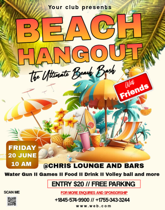 Beach Hangout Event Template | PosterMyWall