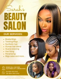 Yellow Maximalist Beauty Salon Template Design Flyer (us Letter) Pamflet (VSA Brief)