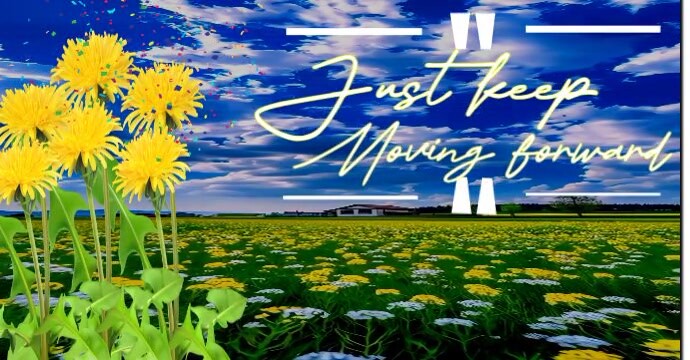 Yellow Maximalist Blue dandelion video motivational Facebook cover Facebook Ad template