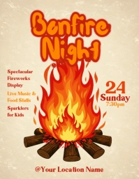Yellow Maximalist Bonfire Flyer (us Letter) template