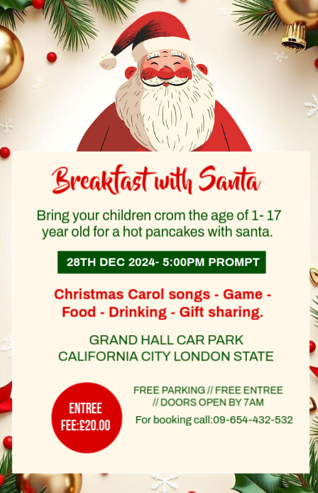 Yellow Maximalist Breakfast With Santa Template Design Tabloid Poniekoerant