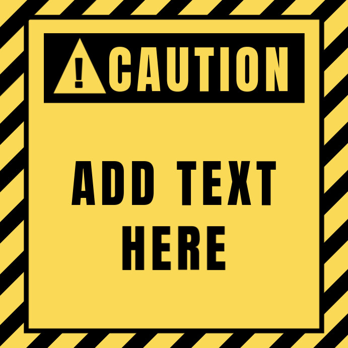 Yellow Maximalist Caution: Add Text Here  Instagram Post template