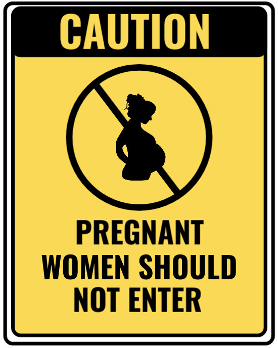 Yellow Maximalist Caution Sign: Pregnant Women Should Not Enter  Instagram Portrait template