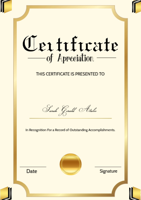 Yellow Maximalist Certificate A4 template