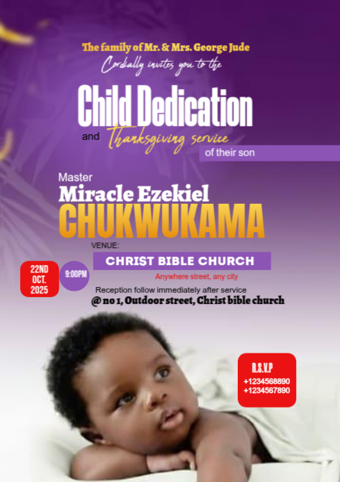Yellow Maximalist Child Dedication Design Template A3 | PosterMyWall