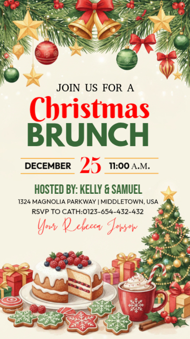 Yellow Maximalist Christmas Brunch Template Instagram Story | PosterMyWall