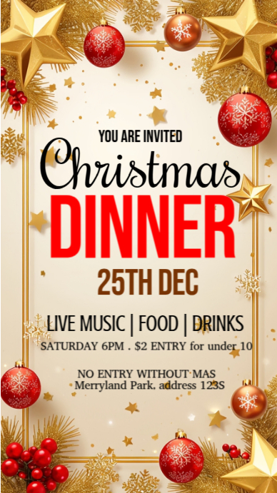 Yellow Maximalist Christmas Dinner Instagram Story Template | PosterMyWall