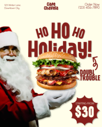 Yellow Maximalist Christmas Food Burger Discount Poster Instagram Portrait template