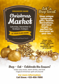Yellow Maximalist Christmas Market A4 Flyer template
