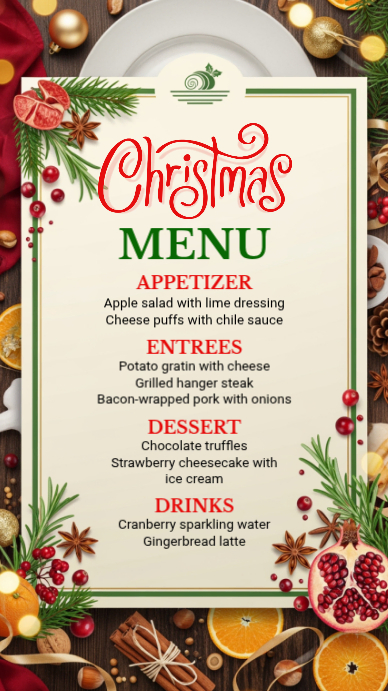 Yellow Maximalist Christmas Menu Instagram Story Template | PosterMyWall