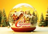 Yellow Maximalist Christmas Party Flyer Postcard ไปรษณียบัตร template