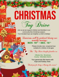 Yellow Maximalist Christmas Toy Drive 2025 Flyer (us Letter) template