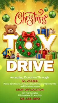 Yellow Maximalist Christmas Toy Drive  Instagram Story template