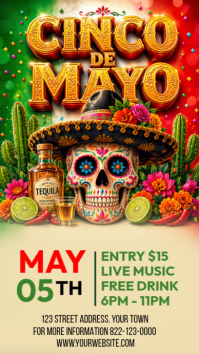 Yellow Maximalist Cinco de Mayo Celebration Instagram Story template