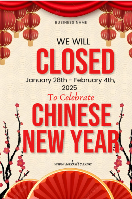Copy of Yellow Maximalist Closed For Chinese New Year Poster | PosterMyWall