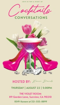 Yellow Maximalist Cocktails And Conversations Business Card template