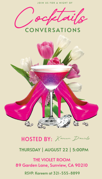 Yellow Maximalist Cocktails And Conversations Business Card Cartão de visita template