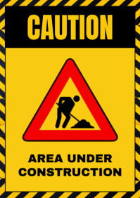 Yellow Maximalist Construction Zone Notice A4 template