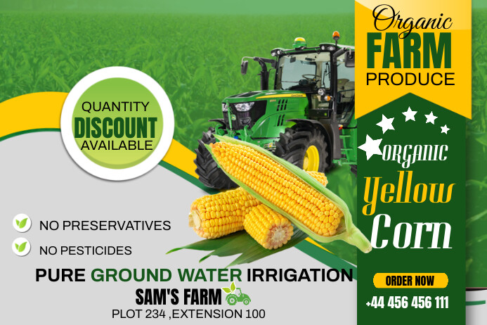 Yellow Maximalist Corn Farming Poster Templat | PosterMyWall