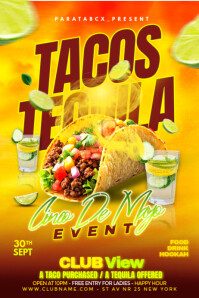 Yellow Maximalist Creative Tacos Tequila For Cinco De Mayo Event Poster template