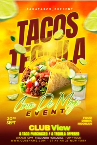 Yellow Maximalist Creative Tacos Tequila For Cinco De Mayo Event Poster โปสเตอร์ template