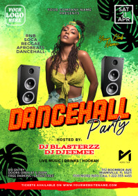 Yellow Maximalist Dancehall Party A4 template