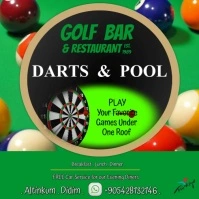 Yellow Maximalist Darts And Pool Sports Instagram Post template
