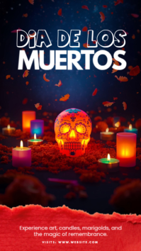 Yellow Maximalist Dia De Los Muertos Instagram Story template