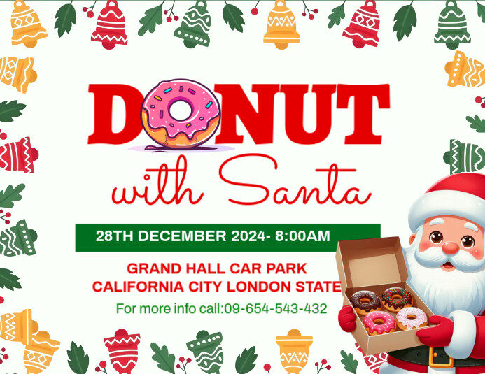 Yellow Maximalist Doughnut With Santa Invitation Template Flyer (us Letter)