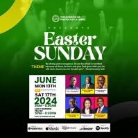 Yellow Maximalist Easter Church Flyer  Instagram Post template