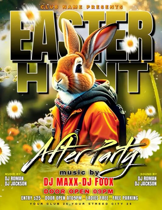 Yellow Maximalist Easter Egg Hunt After Partyu Flyer Flyer (us Letter) template